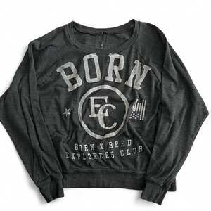 Born X Bred Explorers Club Charcoal Grey Burnout Raglan Sweatshirt